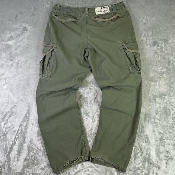 Hurley Other - Vintage Y2K Hurley Green Military Fatigue Baggy Skater Cargo Pants Size 36/34